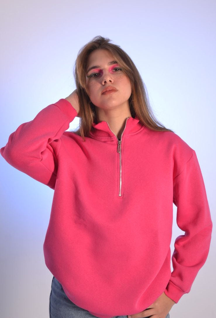 Pink quarter zipup