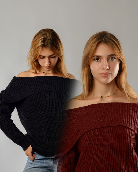 Burgundy+black offshoulder bundle